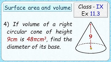 Ex:11.3 - Q.4) If the volume of a right circular cone of height 9 cm is 48 π cm3, find the diameter