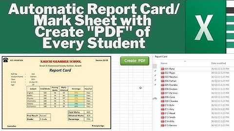 Automatic Student Report Card/ Marks Sheet and Convert into PDF in Excel 2023
