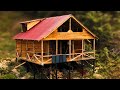 Building a Wooden House in 20 Days | Off Grid Log Cabin | 4K NO TALKİNG