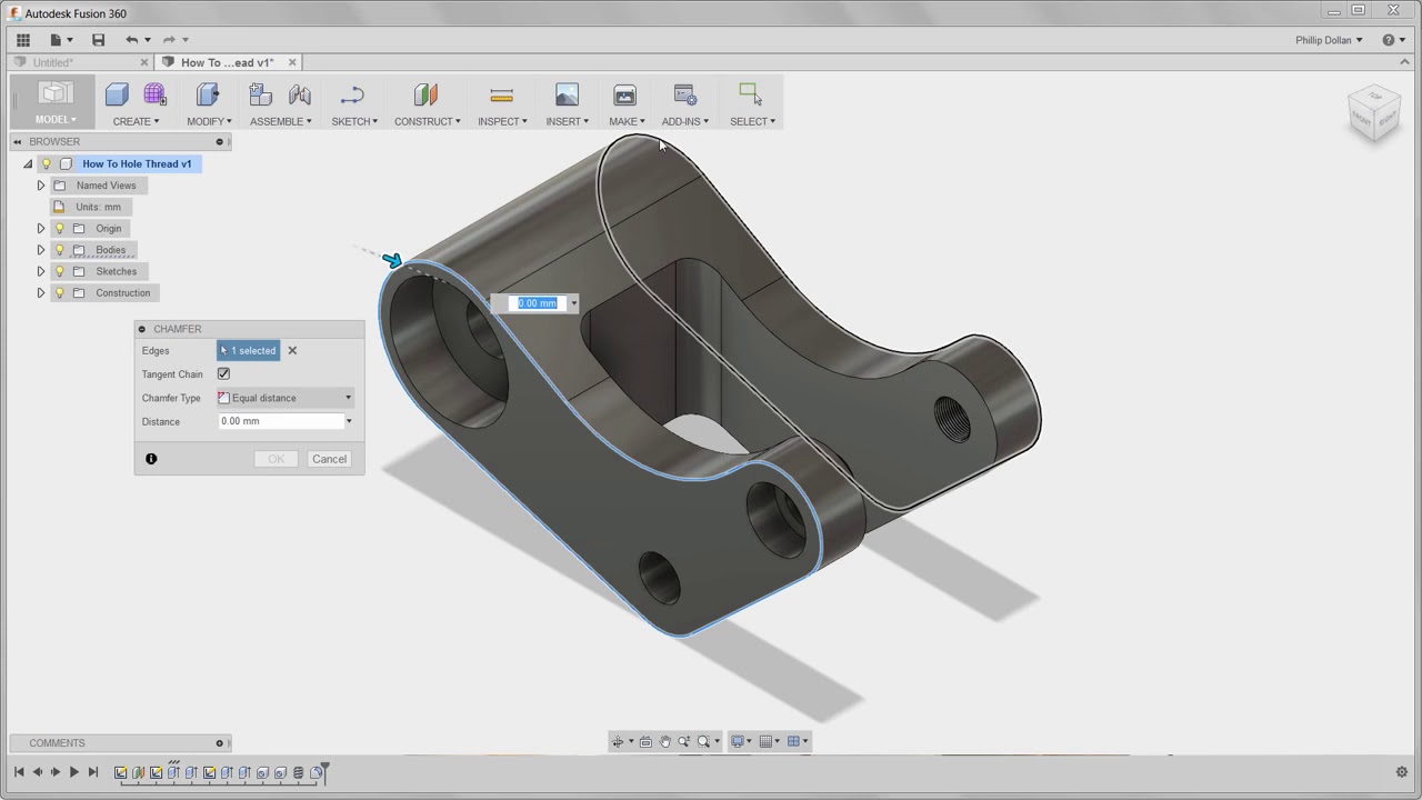 How to Create Fillet and Chamfer in Autodesk Fusion 360 07 YouTube