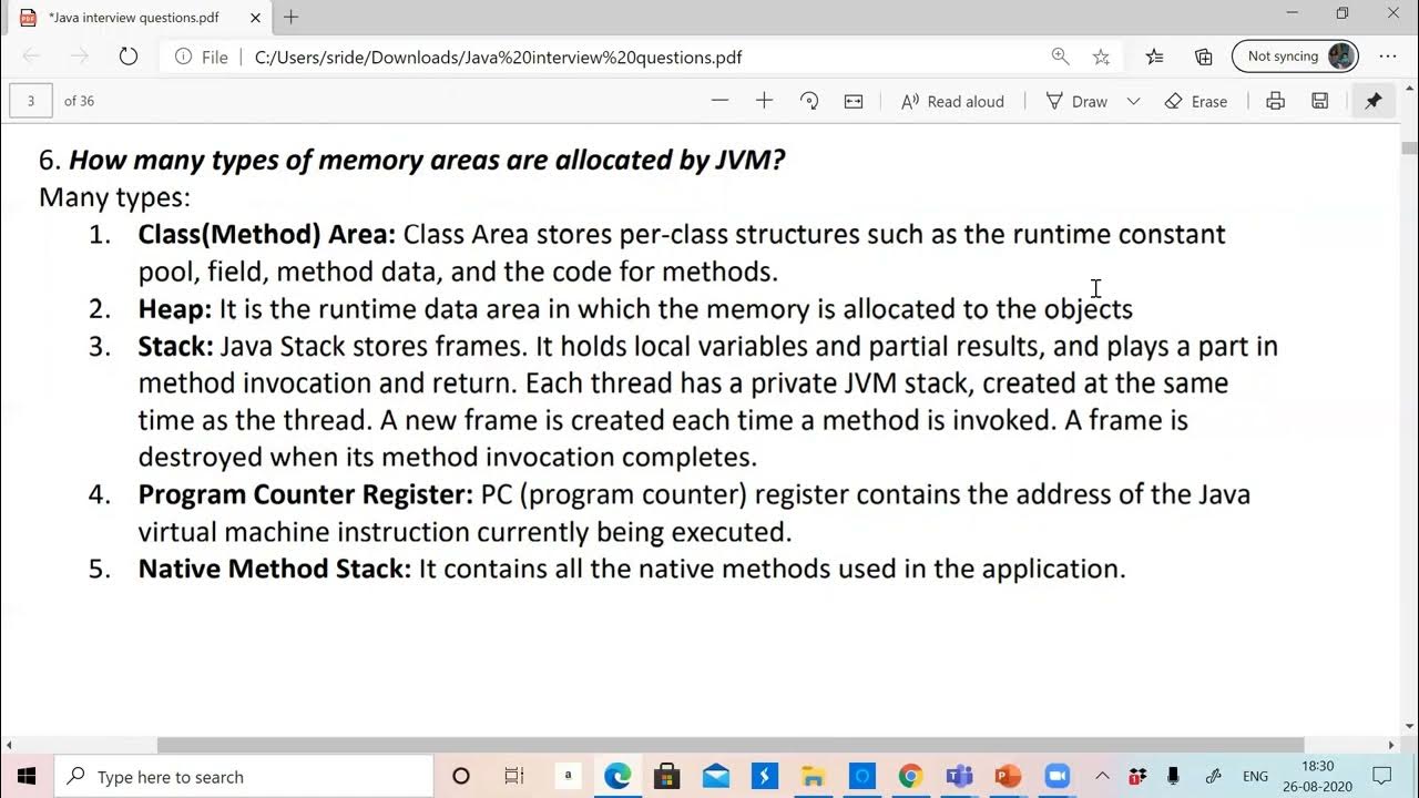 6 how many types memory areas allocated by jvm - YouTube