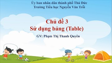 Luyện tập Tin học lớp 4 cùng IC3 Spark: Chủ đề 3_Sử dụng bảng (Table)