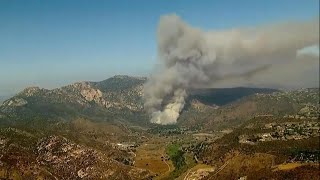 Monte Fire | Brush fire in Lakeside burns 200+ acres | Chopper aerials