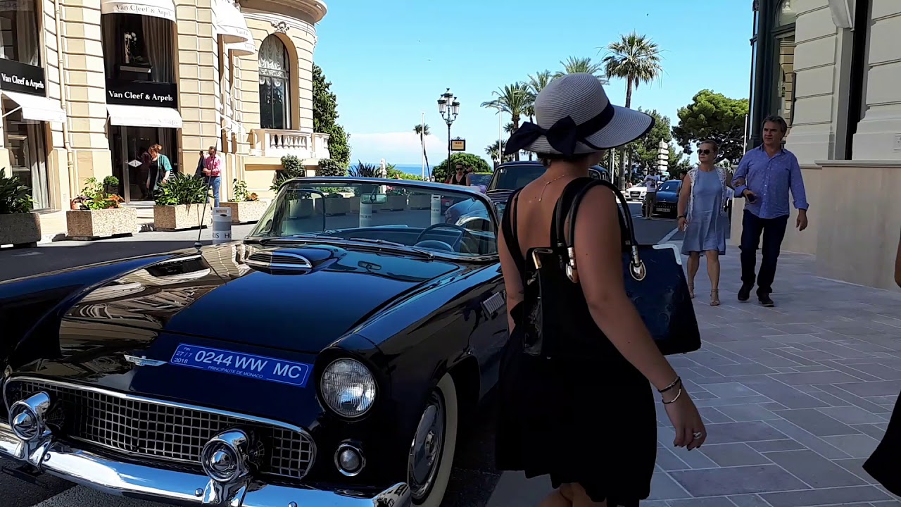 Classic Ford T-Bird meets modern Ford Mustang @ Monaco! - Just for Fun 3 ;) - YouTube