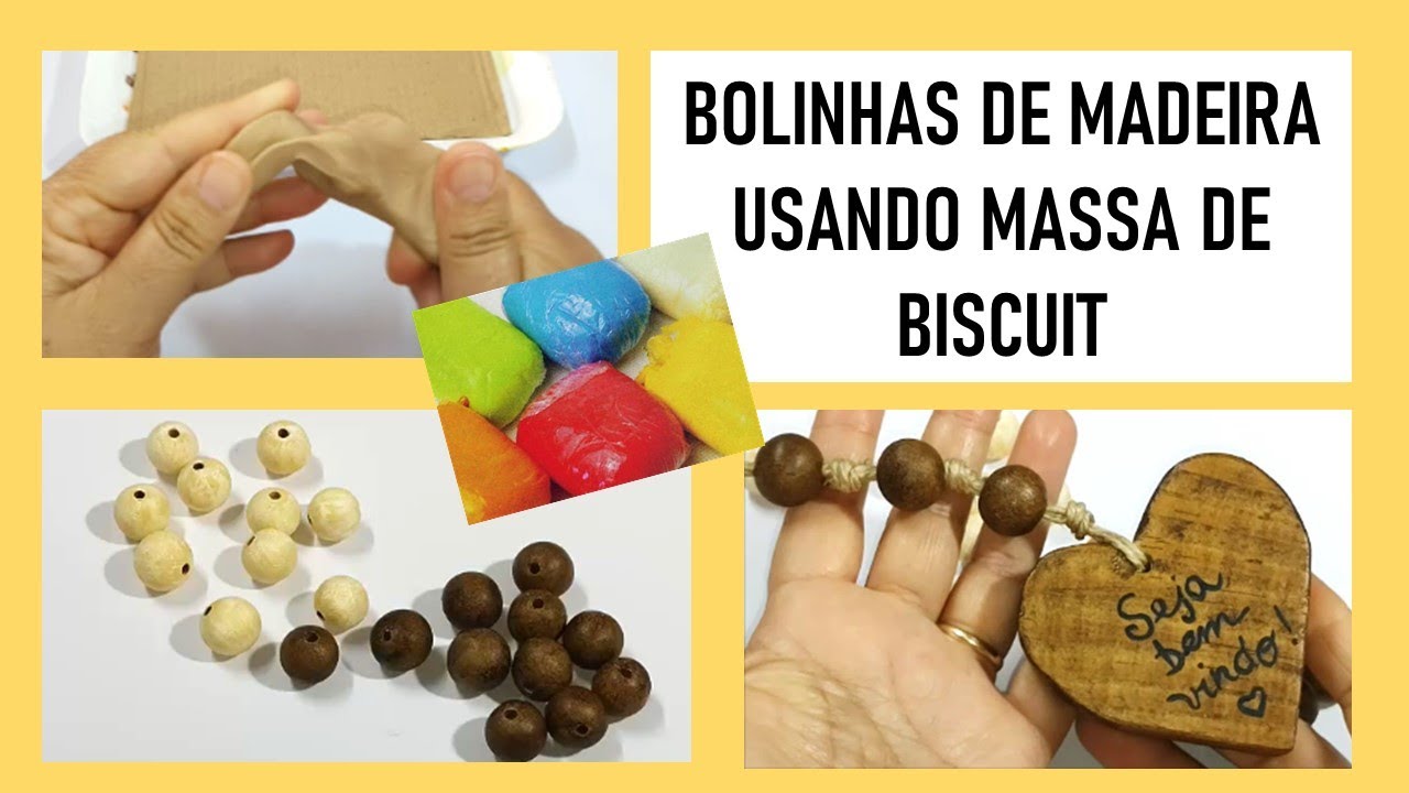 Bolinhas de madeira usando biscuit