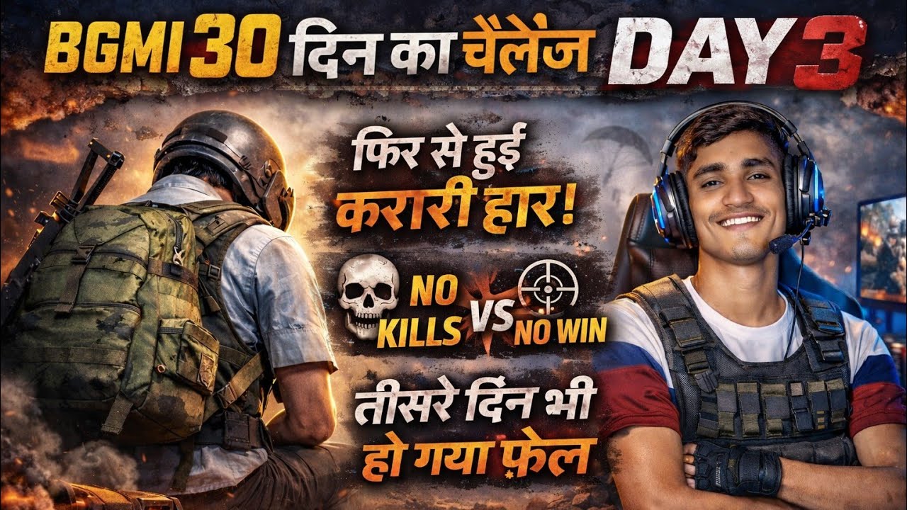 BGMI 30 दिन Challenge – Day 3 😱 | No Kill ❌ No Win ❌ | फिर से हार गया!