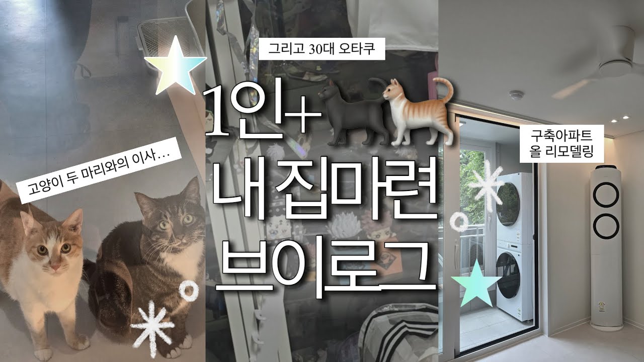 [ 1인 가구 🐈‍⬛🐈이사 + 내 집마련 브이로그] 24평 구축아파트 리모델링, 공포의 오타쿠 이사🏡
