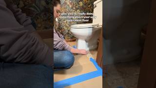 This peel & stick floor saved my rental bathroom #renterfriendly #peelandstick #apartmentmakeover