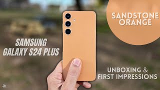 The Samsung Galaxy S24 Plus (Sandstone Orange) Official Vegan Leather Case and Standing Grip Case