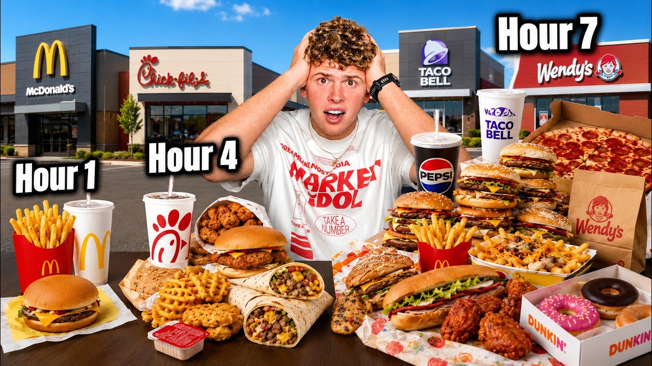 I Ate Fast Food For The ENTIRE Day, But Doubled My Budget Every Hour!