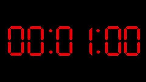 1 Minute Countdown Timer with Alarm - Digital Clock - Red with Black Background - Retro Westclox