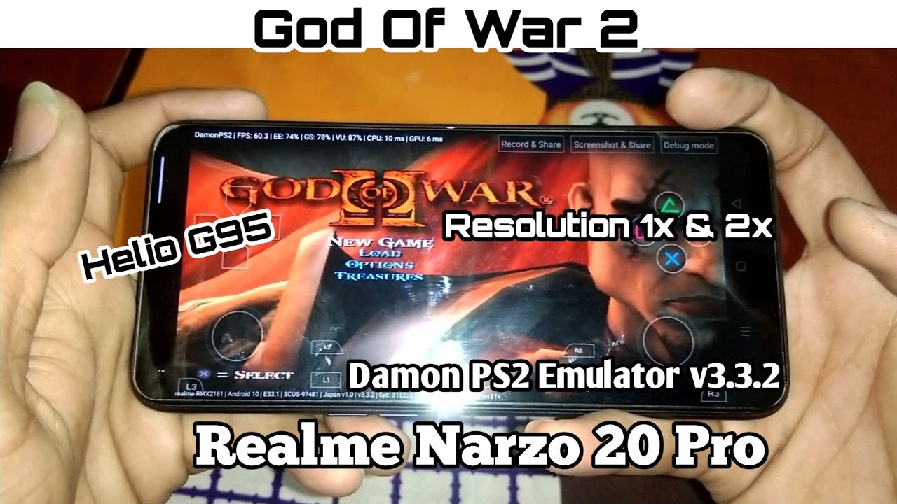 God of War 2 Testing on 1x & 2x resolution| Realme Narzo 20 pro| Mediatek Helio G95|Damon PS2 v3.3.2