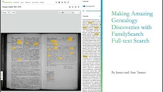 Making Amazing Genealogy Discoveries With FamilySearch Full-Text Search- James & Ann Tanner 10/2025