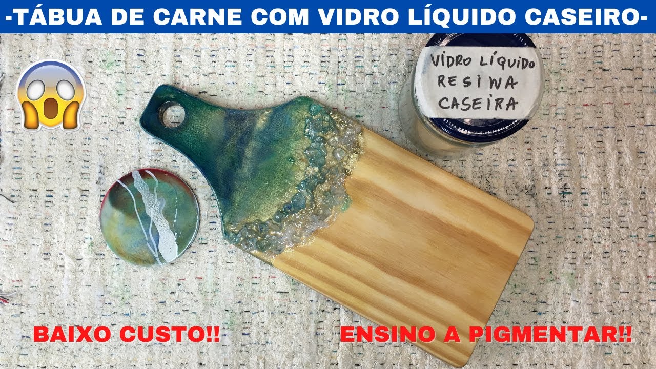 TÁBUA DE CARNE, COM VIDRO LÍQUIDO CASEIRO DE ISOPOR