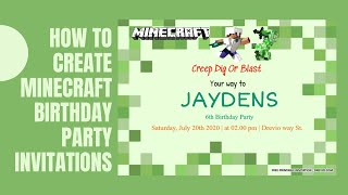 How To Create Minecraft Birthday Party Invitations