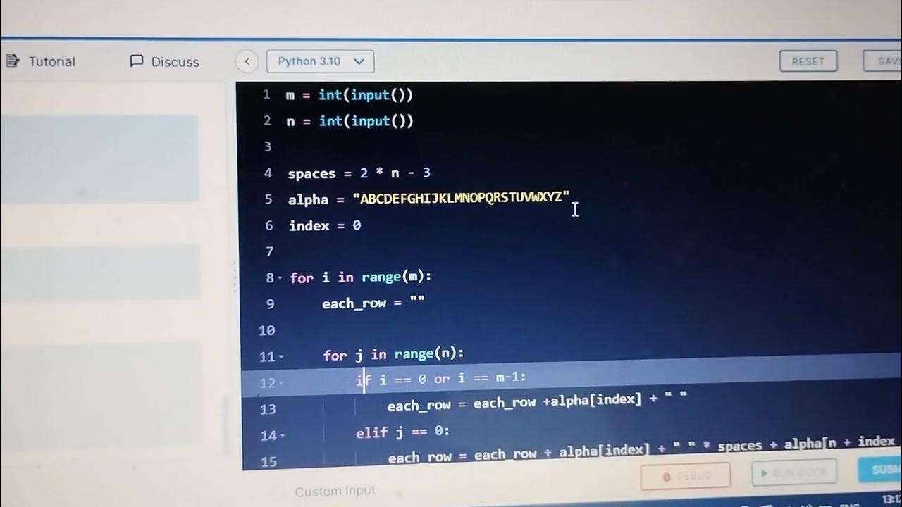 Alphabetes in hollow rectangle | my Python practice | Coding practice ...