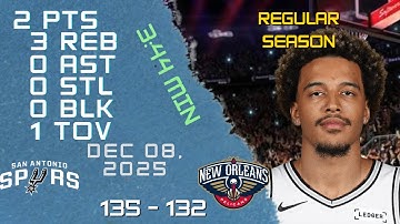 Jeremy Sochan Player Full High Lowlights vs PELICANS 08 12 2025 NBA REGULAR SEASON Game