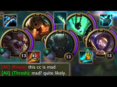 League of Legends but we have 5 hooks so the enemy just cannot move at all lool