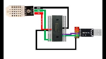 PIC16F877A interface DHT22 temp and humidity sensor. Send data to PC/Laptop using USB to TTL device.