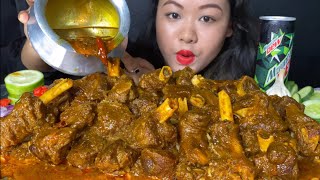 2 KG BIHARI STYLE HANDI MUTTON CURRY WITH RICE EATING | SPICY MUTTON CURRY MUKBANG | BIG BITES
