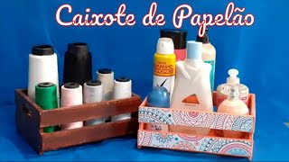 DIY - Caixa de feira com papelão Como fazer  caixote de feira de papelão fácil