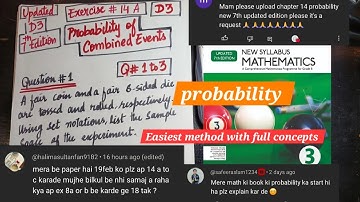 Updated D3 | Exercise # 14 A | Q # 1 to 3 | probability of combined Events | Updated 7th Edition