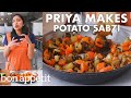Priya makes red pepper and potato sabzi  from the test kitchen  bon apptit