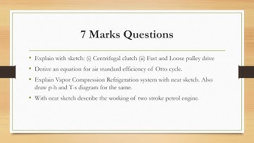 GTU | 3110006 - Basic Mechanical Engineering | BE Sem-1,2 | 30 Questions each of 3,4 and 7 marks
