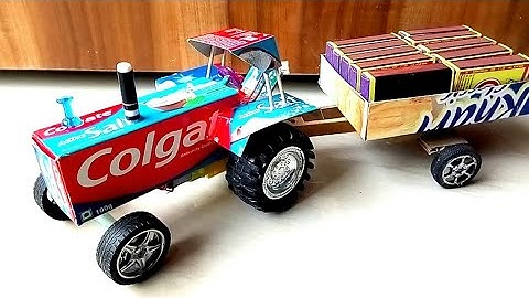 colgate box tractor trolley || how to make a colgate toy tractor || electric toy tractor