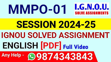 MMPO 1 Solved Assignment 2024-25 English, MMPO 1 Solved Assignment 24-25, MMPO-01 Assignment
