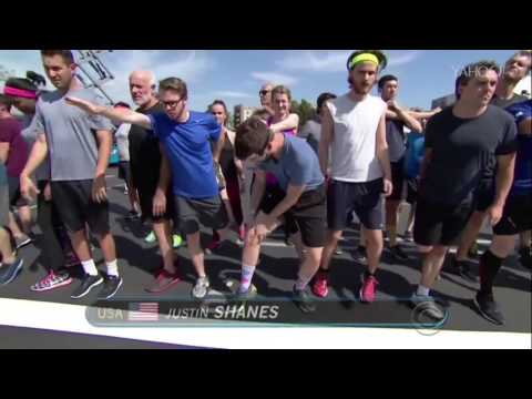 Usain Bolt raced the staff of The Late Late Show