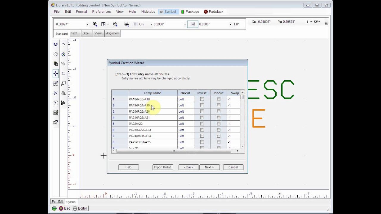 Symbol Creation using Pinlist import in  EDWinNET