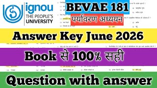 BEVAE 181 Answer key June 2026 BEVAE 181 June 2026 Answer key BEVAE 181 पर्यावरण अध्ययन IGNOU
