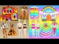 Paper Dolls Dress Up | DIY Poor VS Rich Rainbow Barbie Family - House Decor | Barbie Story &amp; Crafts