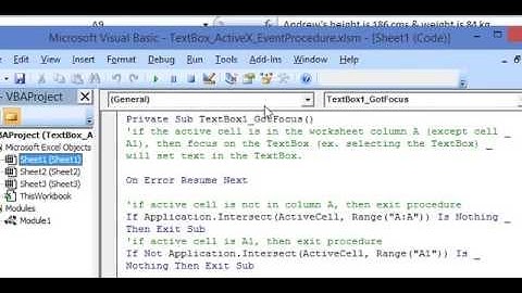 ActiveX Text Box Event Procedure in Excel VBA