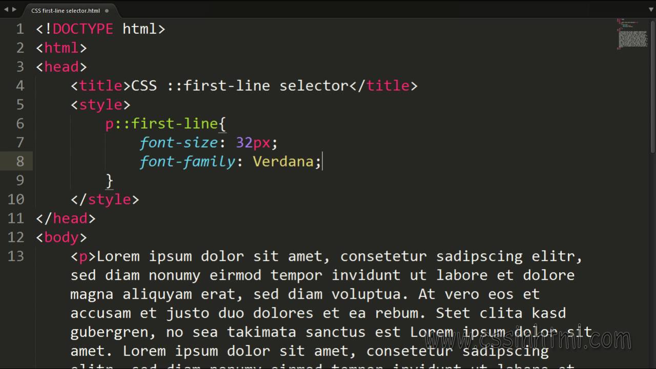 CSS ::first-line selector - YouTube