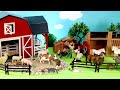 Red Barn Dioramas and Farmyard Animal Figurines