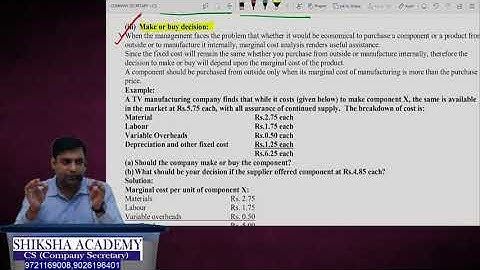 ACCOUNTS Ch 18 Decision Making Tools Marginal Costing Lecture 6