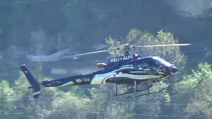 Eurocopter H125 Ecureuil AS350B3 HB-ZIJ+ HeliAlps landing Sion airport Valais Switzerland 18.04.2022