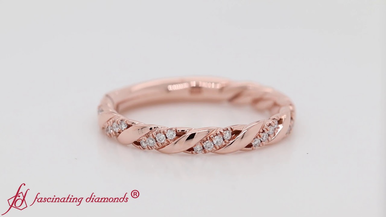 Twisted Vine Diamond Wedding Band In Rose GoldFD9127B