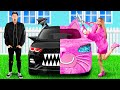 ピンクの車と黒い車のチャレンジ KiKi Challenge