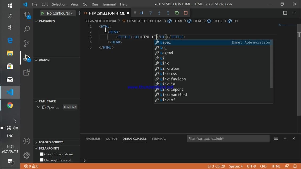 Html list tags using visual studio code - YouTube