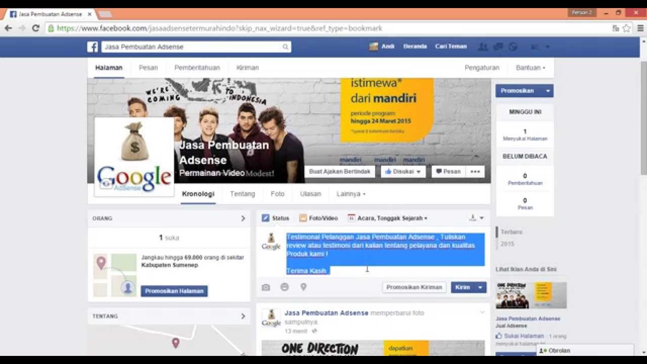 Cara Membuat Testimonial Pelanggan Pada Fanspage Cara Bisnis Online Mamang Graphic<script async src=