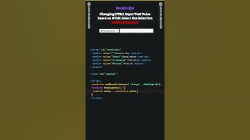 JavaScript · Changing HTML Input Text Value Based on HTML Select Box Selection · addEventListener