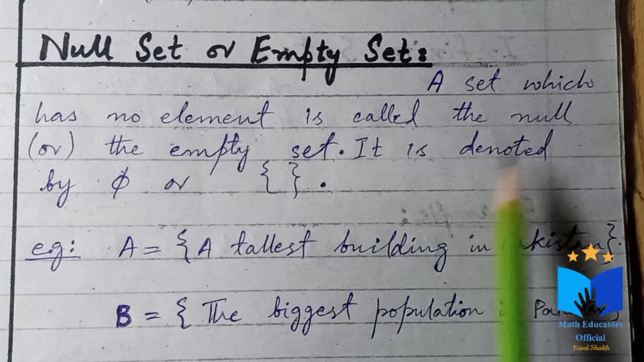 Empty Set Or Null Set And Equal Sets (video lessons, examples and