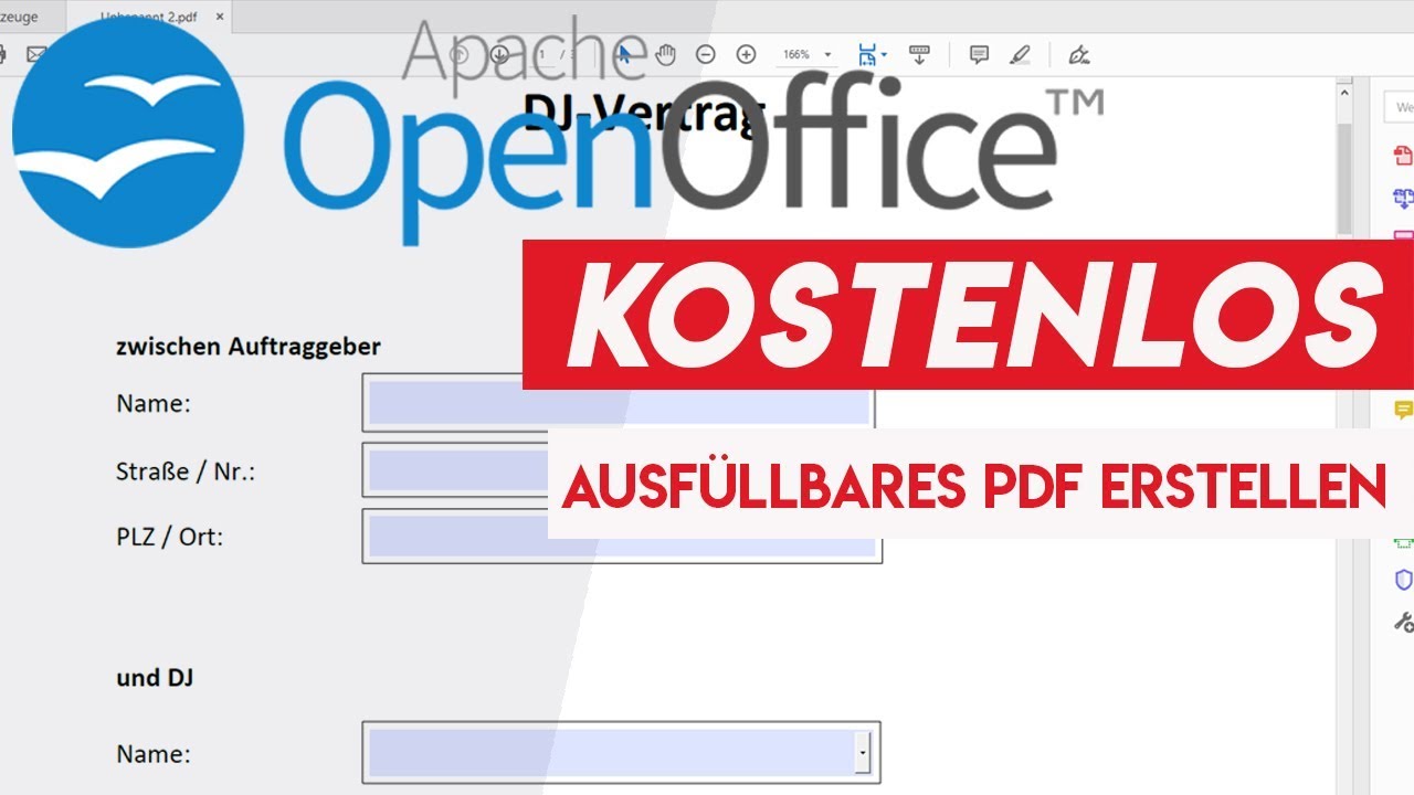 Ausfullbares Pdf Formular Erstellen Kostenlos Openoffice Youtube