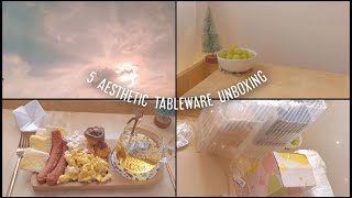 5 aesthetic tableware unboxing 📦🍳 | Shopee finds | soft asmr 💜 | aesthetic vlog screenshot 2