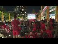 Houston fans celebrate first-round victory in NCAA Tournament at downtown watch party