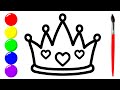How to Draw crown | Crown Colouring Page | Learn to Draw | Step by Step