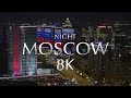 Footages of night Moscow 8K. Sunset and night in the city center.